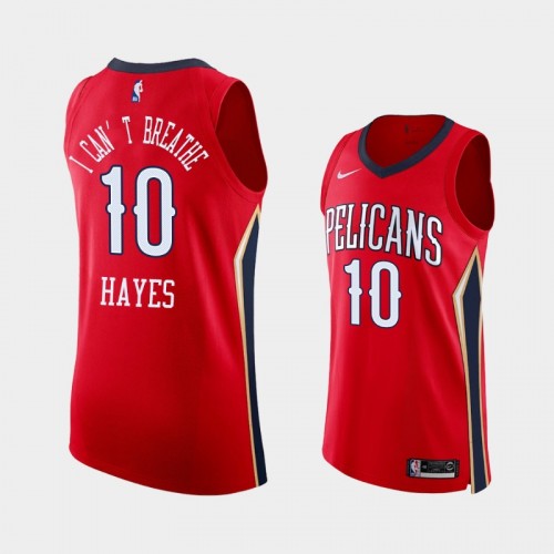 New Orleans Pelicans Jaxson Hayes Men #10 I Can't Breathe Red Authentic Special Jersey
