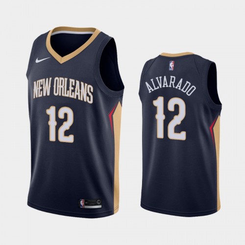 New Orleans Pelicans Jose Alvarado Men #12 Icon Edition 2021 NBA Draft Navy Jersey
