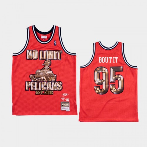 Men's New Orleans Pelicans #95 No Limit Red NBA Remix Jersey - Bout It