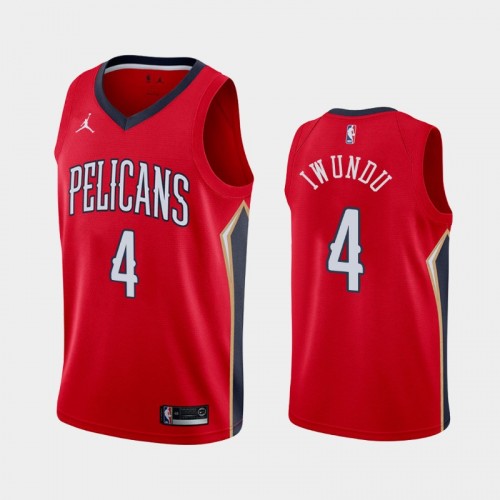 Men's New Orleans Pelicans Wes Iwundu #4 2021 Statement Red Jersey
