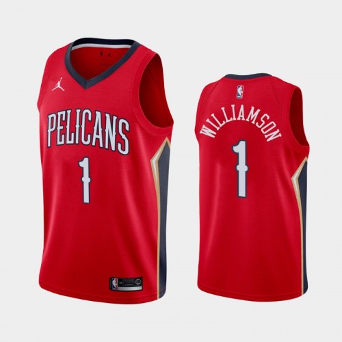 Men's New Orleans Pelicans #1 Zion Williamson 2020-21 Statement Red Jersey