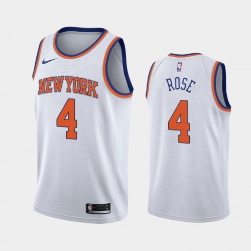 Men's New York Knicks #4 Derrick Rose 2021 Association White Jersey