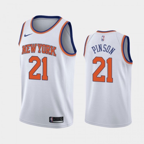 Men New York Knicks Theo Pinson #21 2020-21 Association White Jersey