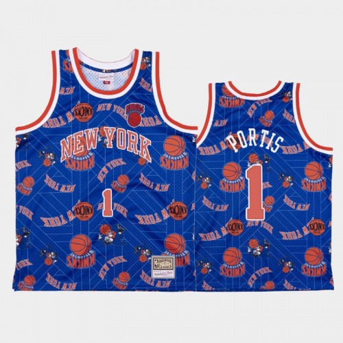 Bobby Portis New York Knicks #1 Blue Tear Up Pack Hardwood Classics Jersey