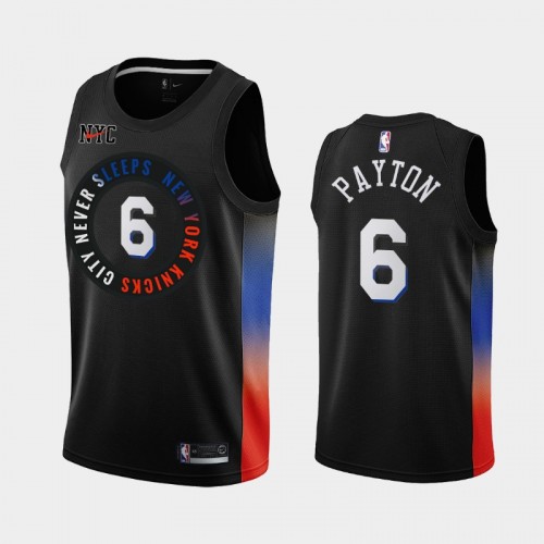 Men New York Knicks #6 Elfrid Payton 2020-21 City Edition Black Jersey