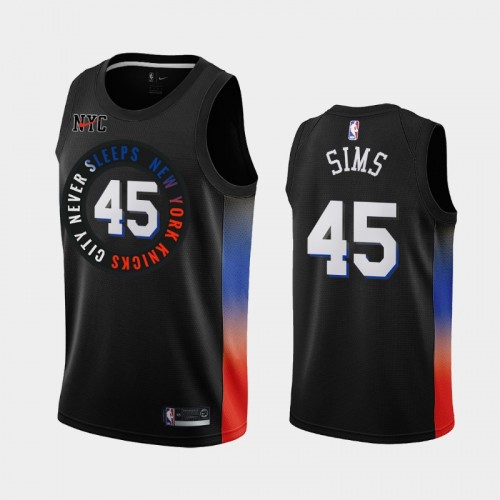 New York Knicks Jericho Sims Men #45 City Edition 2021 NBA Draft Black Jersey