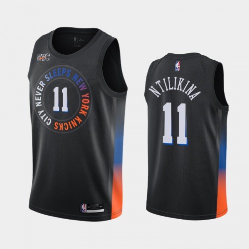 Men's New York Knicks #11 Frank Ntilikina 2020-21 City Black Jersey