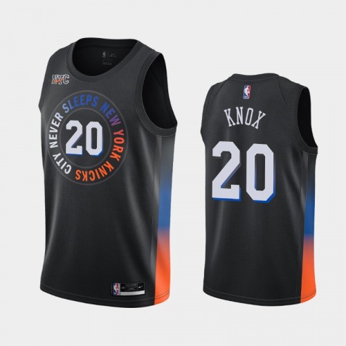 Men's New York Knicks #20 Kevin Knox 2020-21 City Black Jersey