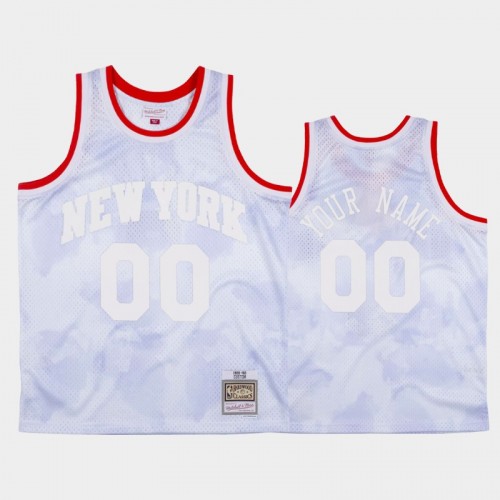 New York Knicks #00 Custom White 1991-92 Cloudy Skies Jersey - Hardwood Classics