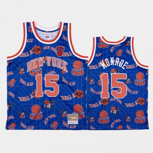 Earl Monroe New York Knicks #15 Blue Tear Up Pack Hardwood Classics Jersey