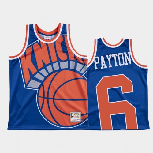 New York Knicks #6 Elfrid Payton Blue Big Face Jersey - Hardwood Classics