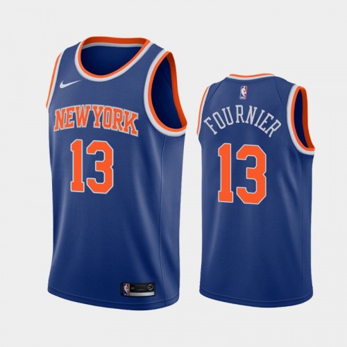 New York Knicks Evan Fournier Men #13 Icon Edition 2021 Trade Blue Jersey