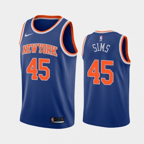 New York Knicks Jericho Sims Men #45 Icon Edition 2021 NBA Draft Blue Jersey
