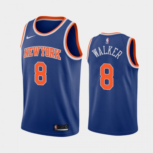 New York Knicks Kemba Walker Men #8 Icon Edition 2021 Trade Blue Jersey