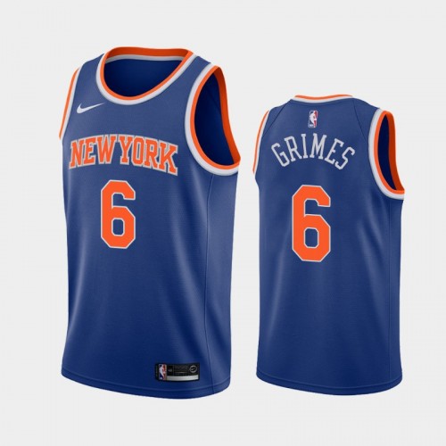 New York Knicks Quentin Grimes Men #6 Icon Edition 2021 NBA Draft Blue Jersey