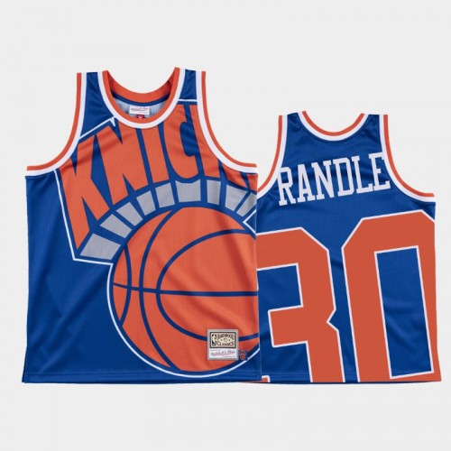 New York Knicks #30 Julius Randle Blue Big Face Jersey - Hardwood Classics