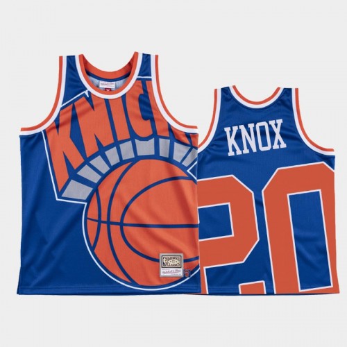 New York Knicks #20 Kevin Knox Blue Big Face Jersey - Hardwood Classics