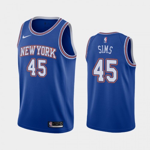 New York Knicks Jericho Sims Men #45 Statement Edition 2021 NBA Draft Blue Jersey