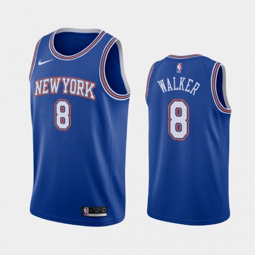 New York Knicks Kemba Walker Men #8 Statement Edition 2021 Trade Blue Jersey