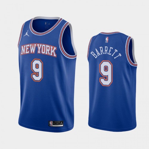 Men's New York Knicks #9 R.J. Barrett 2020-21 Statement Blue Jersey