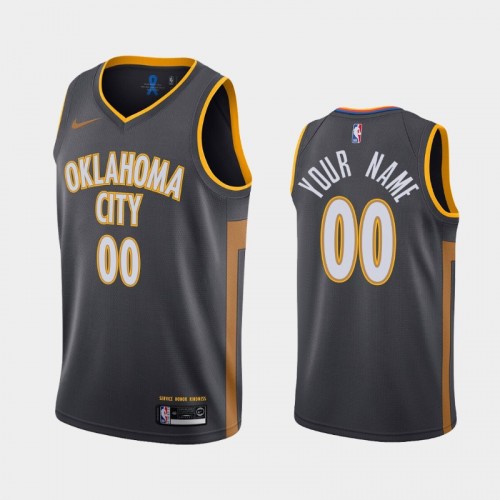 Men's Oklahoma City Thunder #00 Custom 2019-20 City Charcoal Jersey