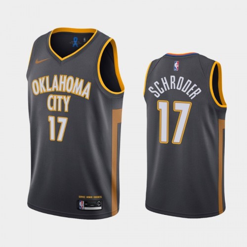 Men's Oklahoma City Thunder #17 Dennis Schroder 2019-20 City Charcoal Jersey