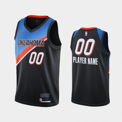 Men Oklahoma City Thunder #00 Custom 2020-21 City Edition Player Black Jersey