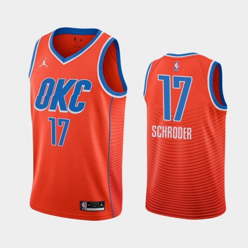 Men's Oklahoma City Thunder #17 Dennis Schroder 2020-21 Statement Orange Jersey