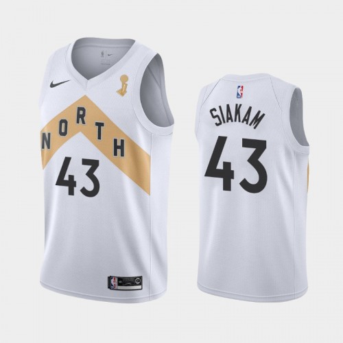 Men's Toronto Raptors #43 Pascal Siakam 2019 NBA Finals Champions City White Jersey