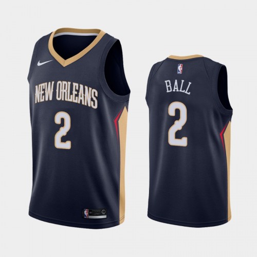 New Orleans Pelicans Icon #2 Lonzo Ball Navy 2019-20 Jersey