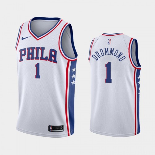 Philadelphia 76ers Andre Drummond Men #1 Association Edition 2021 Trade White Jersey
