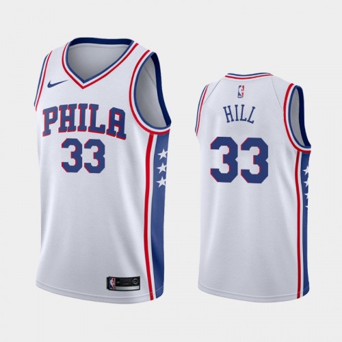 Men's Philadelphia 76ers George Hill #33 2021 Association White Jersey