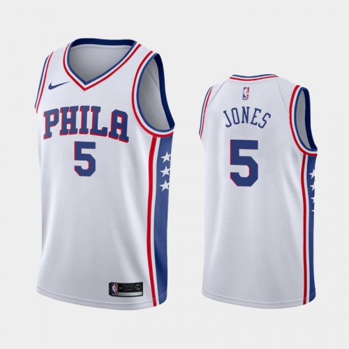 Men's Philadelphia 76ers #5 Mason Jones 2021 Association White Jersey