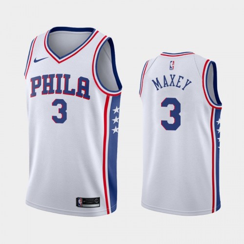 Men's Philadelphia 76ers Tyrese Maxey #0 Association 2020 NBA Draft First Round Pick White Jersey