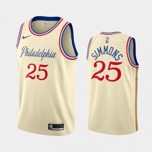 Men's Philadelphia 76ers #25 Ben Simmons 2019-20 City Cream Jersey