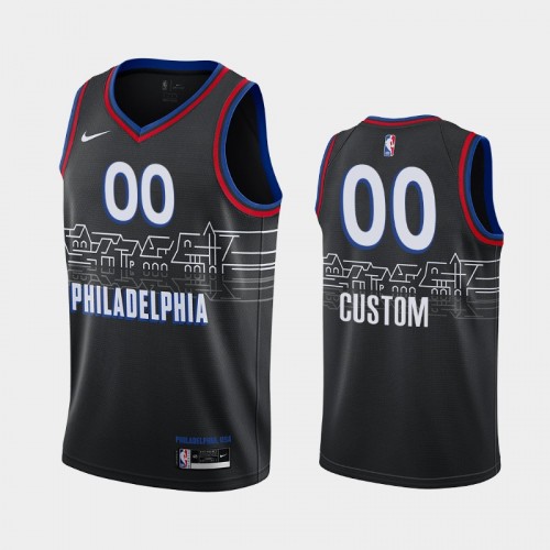 Men's Philadelphia 76ers #00 Custom 2020-21 City Black Jersey