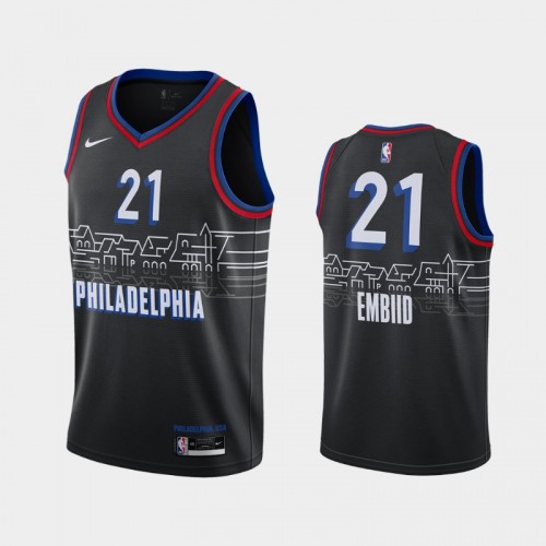 Men's Philadelphia 76ers #21 Joel Embiid 2020-21 City Black Jersey