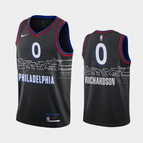Men's Philadelphia 76ers #0 Josh Richardson 2020-21 City Black Jersey
