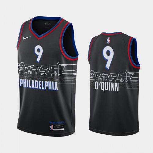 Men's Philadelphia 76ers #9 Kyle O'Quinn 2020-21 City Black Jersey
