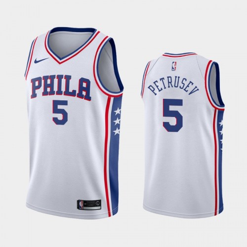 Philadelphia 76ers Filip Petrusev Men #5 Classic Edition 2021 NBA Draft White Jersey