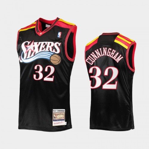 Philadelphia 76ers #32 Billy Cunningham Commemorative Classic Authentic Limited Black Jersey
