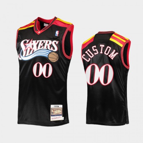 Philadelphia 76ers #00 Custom Commemorative Classic Authentic Limited Black Jersey