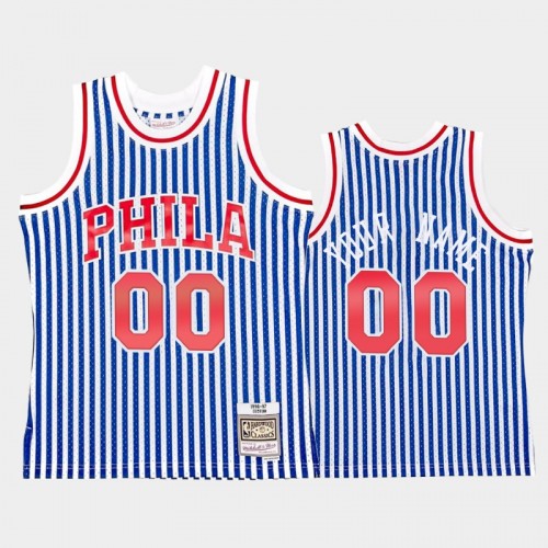 Philadelphia 76ers #00 Custom Striped Blue 1996-97 Jersey