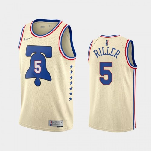 Philadelphia 76ers Grant Riller Men #5 Earned Edition Cream Jersey