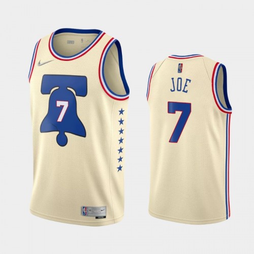 Men's Philadelphia 76ers #7 Isaiah Joe 2021 Earned Cream Jersey