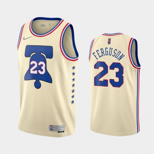 Men's Philadelphia 76ers #23 Terrance Ferguson 2021 Earned Cream Jersey