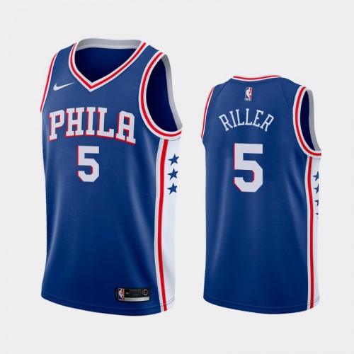 Philadelphia 76ers Grant Riller Men #5 Icon Edition Blue CAA Tournament MVP Jersey