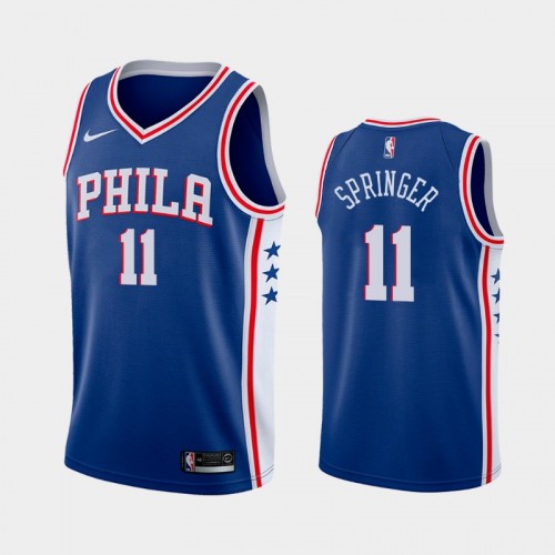 Philadelphia 76ers Jaden Springer Men #11 Icon Edition Blue Jersey