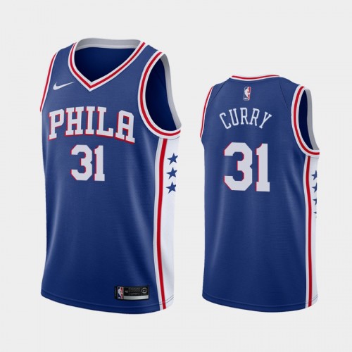 Men's Philadelphia 76ers #31 Seth Curry 2020-21 Icon Blue Jersey