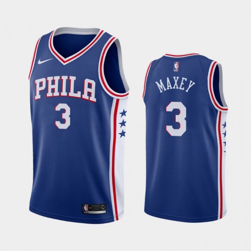 Men's Philadelphia 76ers Tyrese Maxey #0 Icon 2020 NBA Draft First Round Pick Blue Jersey